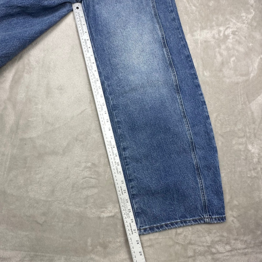 Flamingals Wide Leg Paneled Jeans Medium Wash High Rise Baggy Denim Blue Y2K - Picture 11 of 12